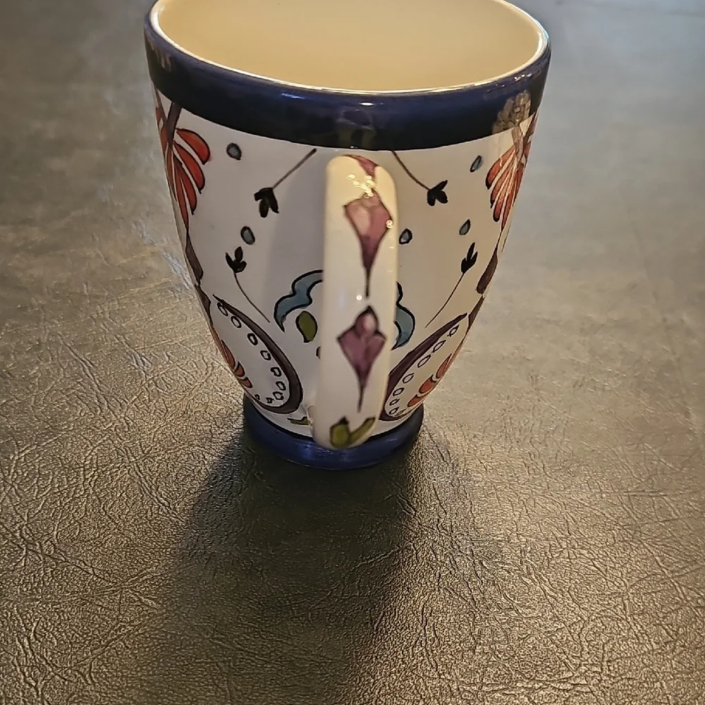 Hand Crafted Hand Painted Mexican Ceramic Cup and Saucer.